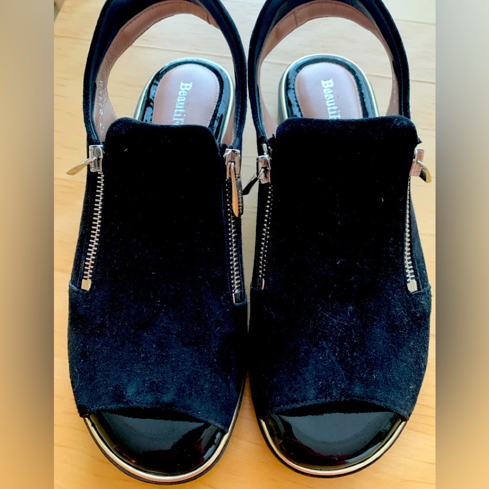 BeautiFeel - Women’s Slingback Sandal Shoes (black suede-size 37)